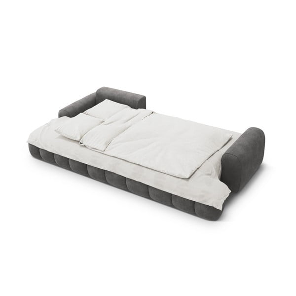 Pelēks samta salokāms/ar uzglabāšanas vietu stūra dīvāns (ar kreiso stūri/ar zvilni) Linz – Cosmopolitan Design-image-4