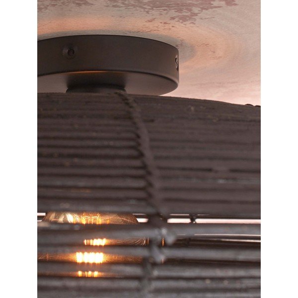 Melna griestu lampa ar rotangpalmas abažūru ø 40 cm Tanami – Good&Mojo-image-4