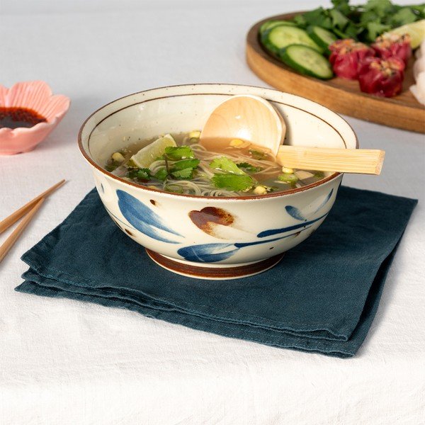 Zila/bēša porcelāna ramen zupas bļodiņa 1 l Breeze – Rex London-image-3