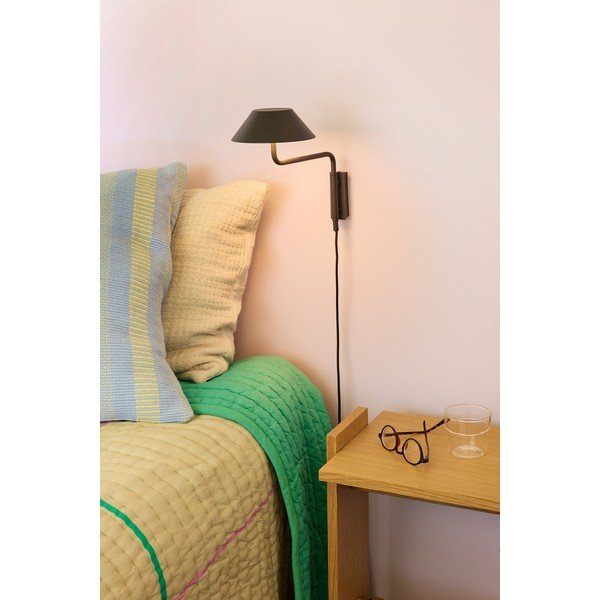 Melna metāla LED sienas lampa ar regulējamu spilgtumu ar vadu ø 30 cm Cover – Hübsch-image-1