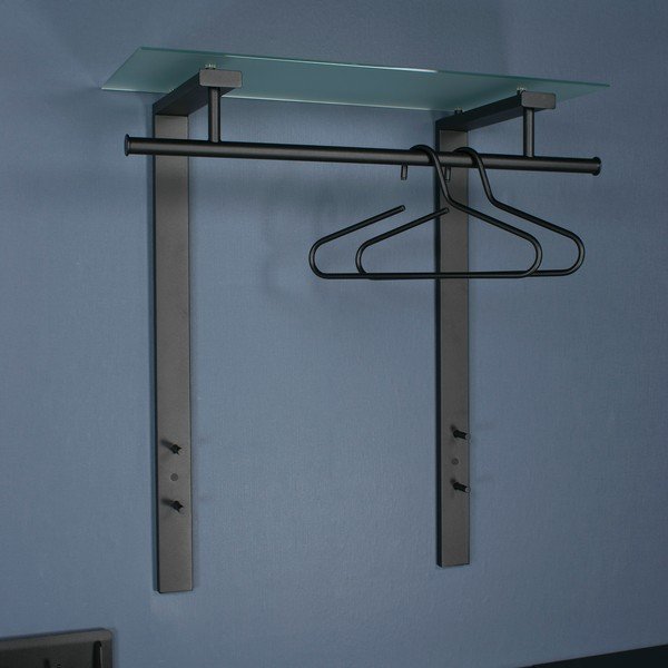 Melns metāla sienas pakaramais ar plauktu 80 cm Dutch – Spinder Design-image-4