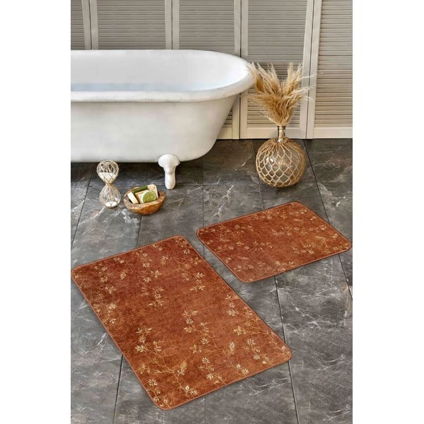 Brūni samta vannas istabas paklājiņi (2 gab.) 60x100 cm – Mila Home-image-2