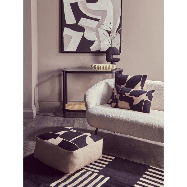Melns/dabīga toņa konsoles galds ar stikla galda virsmu 49x100 cm Cebu – Premier Housewares-image-2