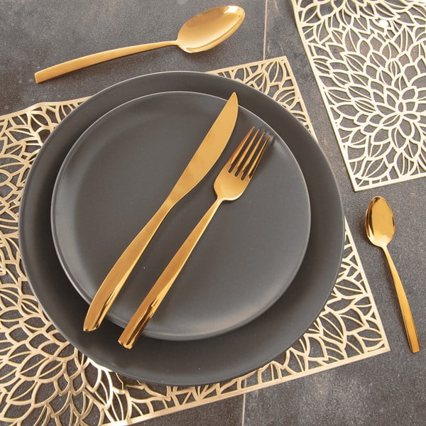 Zelta krāsas nerūsējošā tērauda galda piederumi (24 gab.) Gold – Orion-image-1