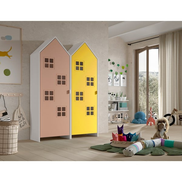 Dzeltens/rozā bērnu drēbju skapis 115x171,5 cm CASAMI BRUGES – Vipack-image-1