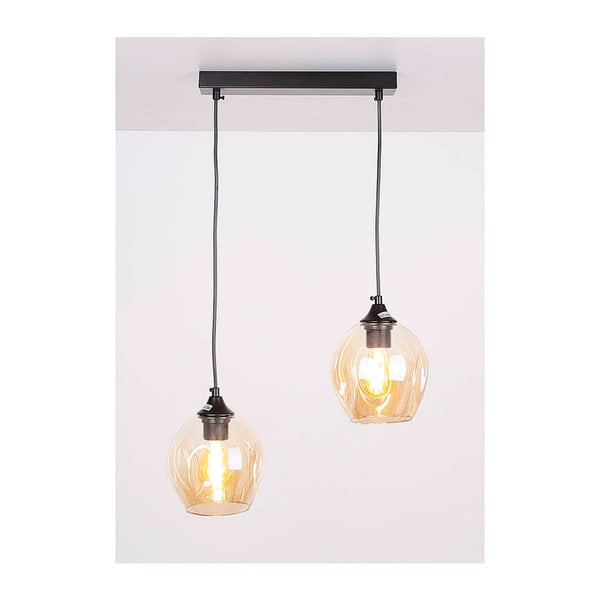 Melna piekaramā lampa ar stikla abažūru 14x48 cm Aspa – Candellux Lighting-image-1