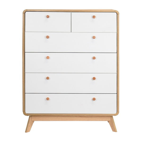 Balta/dabīga toņa augsta kumode ar ozolkoka imitāciju 81x104 cm Caitlin – Støraa-image-3