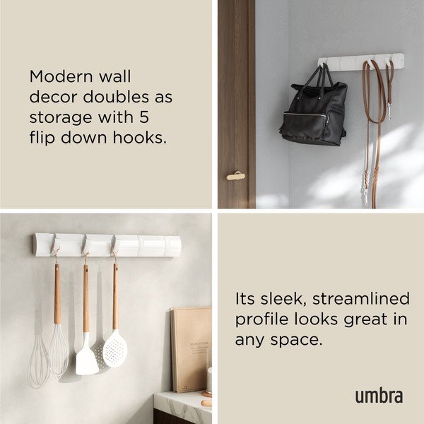 Matēti balts priedes masīvkoka sienas pakaramais 51 cm Flip – Umbra-image-4