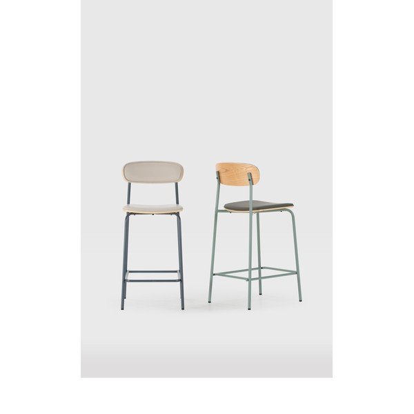 Tumši zaļi polsterēti bāra krēsli (2 gab.) (sēdekļa augstums 65,5 cm) Saula – Marckeric-image-1