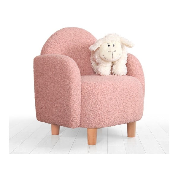 Rozā bērnu atpūtas krēsls no buklē auduma Moylo – Artie