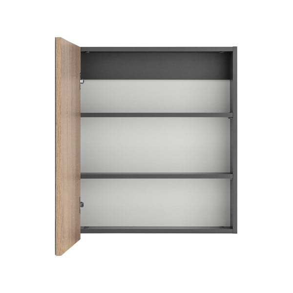 Pelēks sienas skapītis vannas istabai ar spoguli Støraa Wisla, 60 x 70 cm-image-2