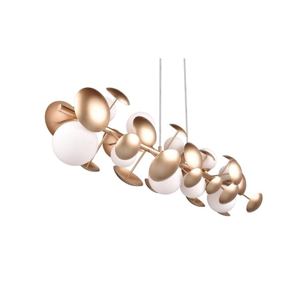 Balta/zelta krāsas piekaramā lampa ar stikla abažūru Bubble – Trio Select-image-3