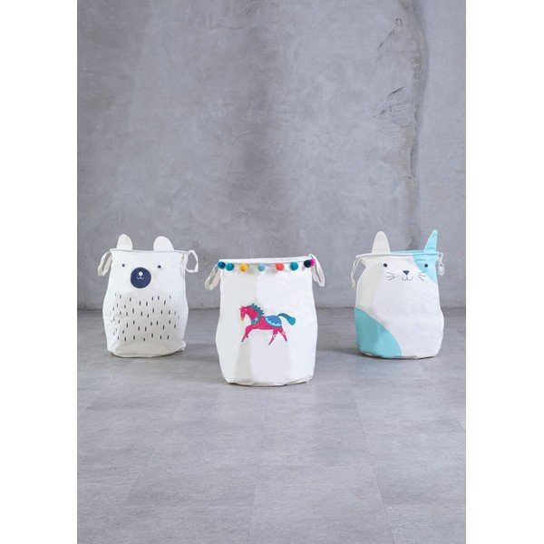 Balts tekstila bērnu rotaļlietu grozs ø 40x48 cm Mimo Cat Face – Premier Housewares-image-2