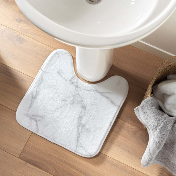 Balts/pelēks vannas istabas paklājiņš tualetei 45x45 cm Marbre – douceur d'intérieur-image-1