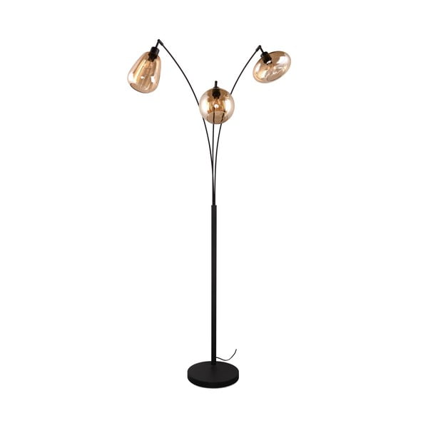 Melna/oranža stāvlampa ar stikla abažūru (augstums 200 cm) Lumina – Trio-image-2