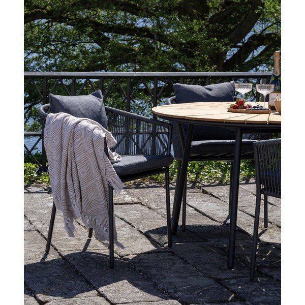 Tumši pelēks metāla/polsterēts dārza krēsls Salerno – House Nordic-image-1