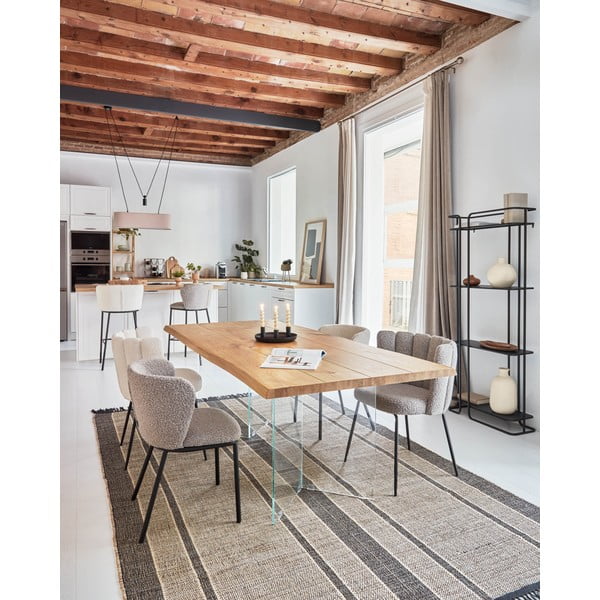 Dabīga toņa ēdamgalds ar ozolkoka imitācijas galda virsmu 90x160 cm Lotty – Kave Home-image-1