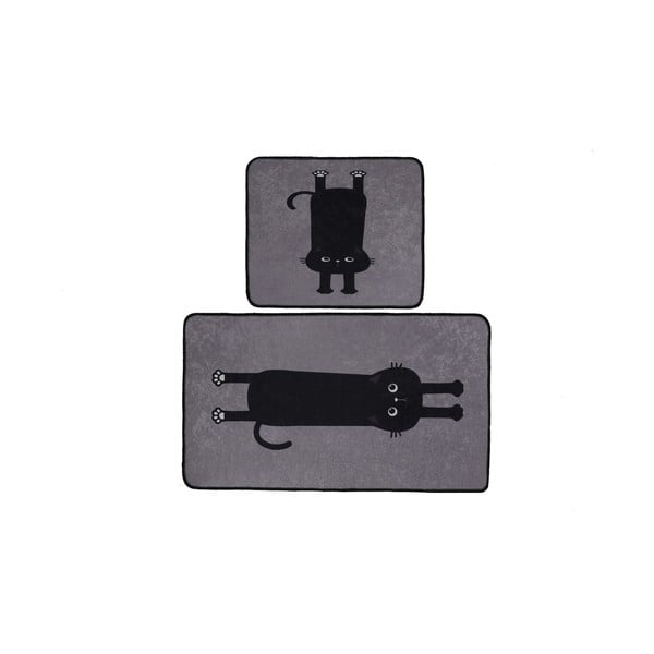 Melni/pelēki vannas istabas paklājiņi (2 gab.) 60x100 cm Comfort – Foutastic