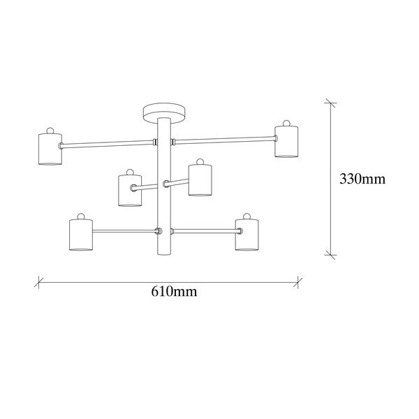 Melna griestu lampa ar 6 spuldzēm Opviq lights Hexa-image-3