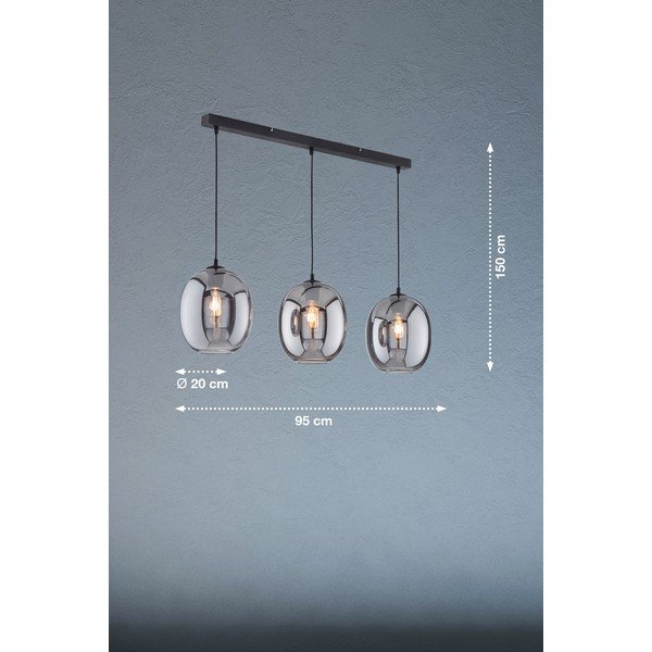 Melna piekaramā lampa ar stikla abažūru Nayla – Fischer & Honsel-image-2