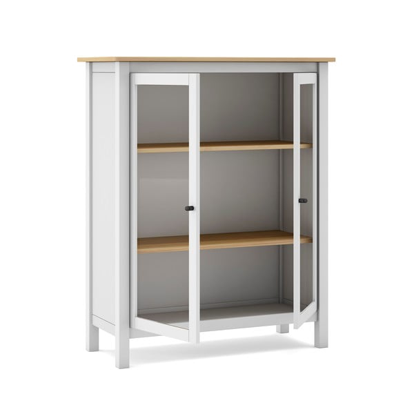 Balta/dabīga toņa priedes vitrīna 90x110 cm Misti – Marckeric-image-4