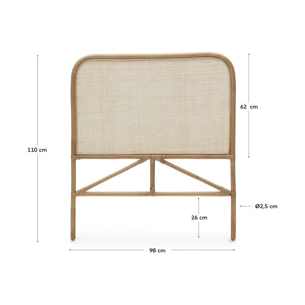 Rotangpalmas galvgals dabīgā tonī 98x110 cm Quiterie – Kave Home-image-2