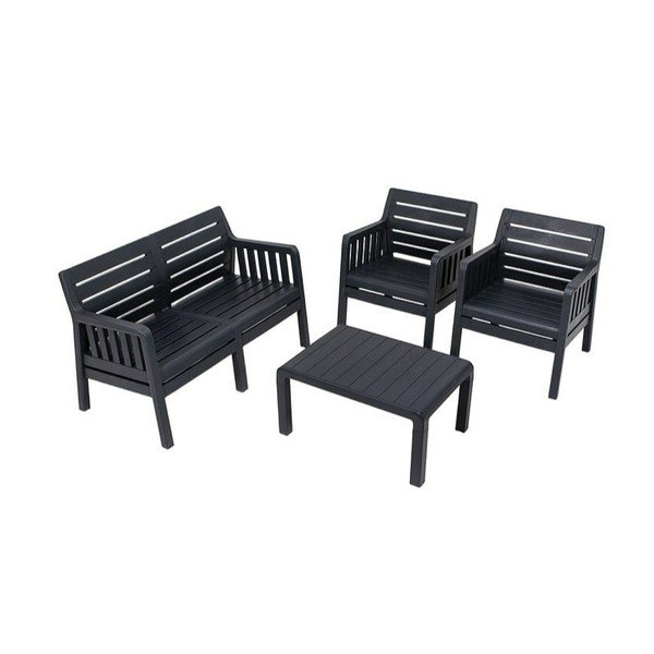 Antracīta pelēks dārza atpūtas komplekts 4 personām Lara – Floriane Garden