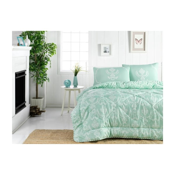 Stepēts pārklājs divguļamai gultai Pure Green, 195 x 215 cm