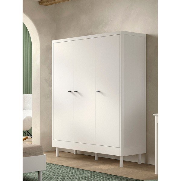 Balts dižskābarža masīvkoka bērnu drēbju skapis 146x190x55 cm Forrest – Vipack-image-1