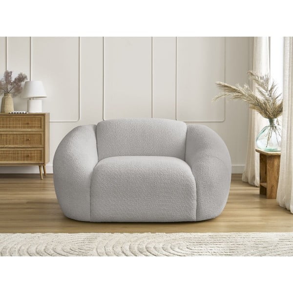 Gaiši pelēks atpūtas krēsls no buklē auduma Tina – Bobochic Paris-image-3