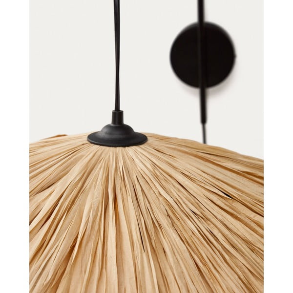 Melna/dabīga toņa sienas lampa Rosella – Kave Home-image-1