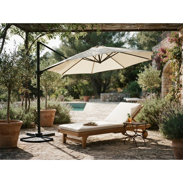 Krēmkrāsas saulessargs 300x300 cm Deluxe – Garden Pleasure-image-1