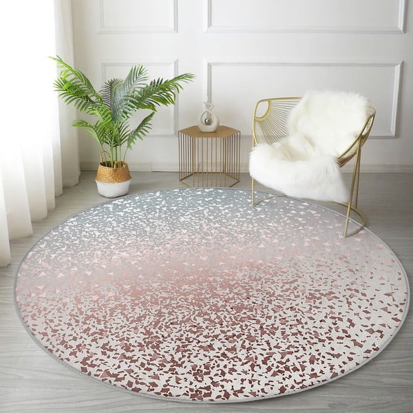 Pelēks/vara krāsas mazgājams robotu putekļu sūcējiem piemērots apaļš paklājs ø 80 cm Comfort – Mila Home-image-1