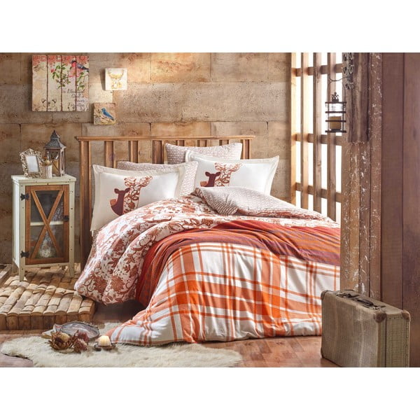 Lina ar kokvilnas flaneļa pārklāju divguļamai gultai Hobby Valentina Brown, 200 x 220 cm