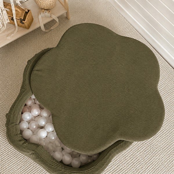 Haki velveta bumbu baseins ø 90 cm augstums 30 cm – Meowbaby-image-1
