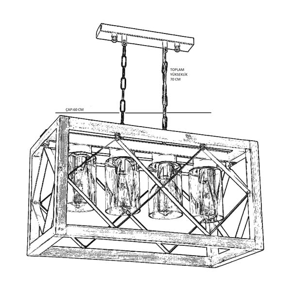 Griestu lampa no skābarža Zikzak Camlı 4lü-image-1