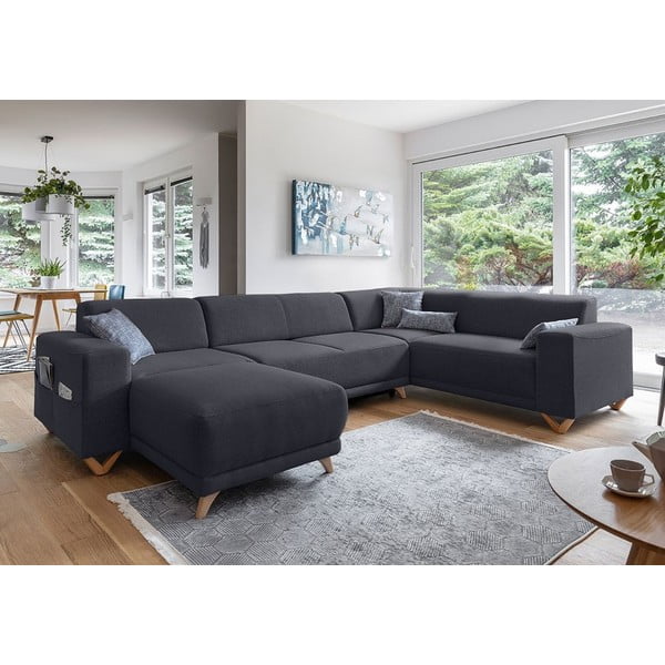 Antracīta pelēks salokāms/ar uzglabāšanas vietu stūra dīvāns (ar labo stūri/U veida) Classy Sophie – Miuform-image-3