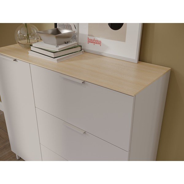 Krēmkrāsas matēts skapītis 109x98x40 cm Savoca – Germania-image-1