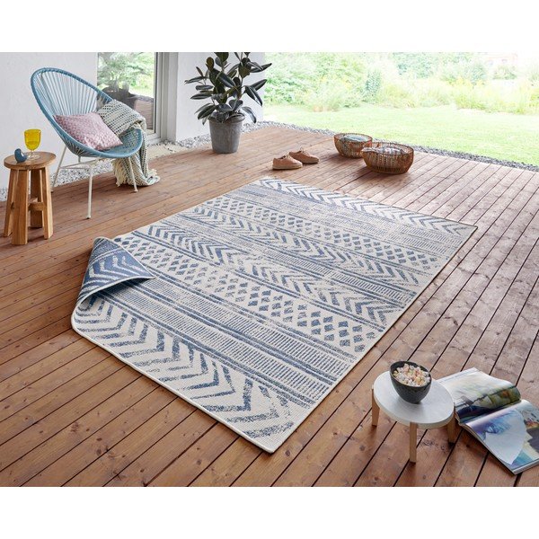 Zils un krēmkrāsas āra paklājs NORTHRUGS Biri, 200 x 290 cm-image-1