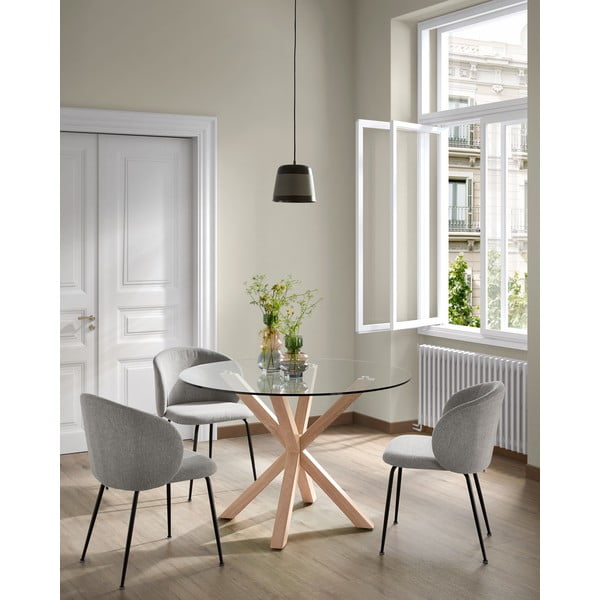 Pelēks polsterēts ēdamistabas krēsls Minna – Kave Home-image-2