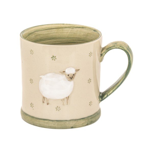 Zaļa/bēša māla krūze 225 ml Sheep – Sass & Belle