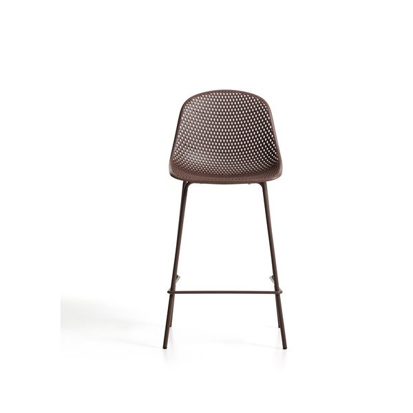 Brūns metāla/plastmasas dārza bāra krēsls Quinby – Kave Home-image-3