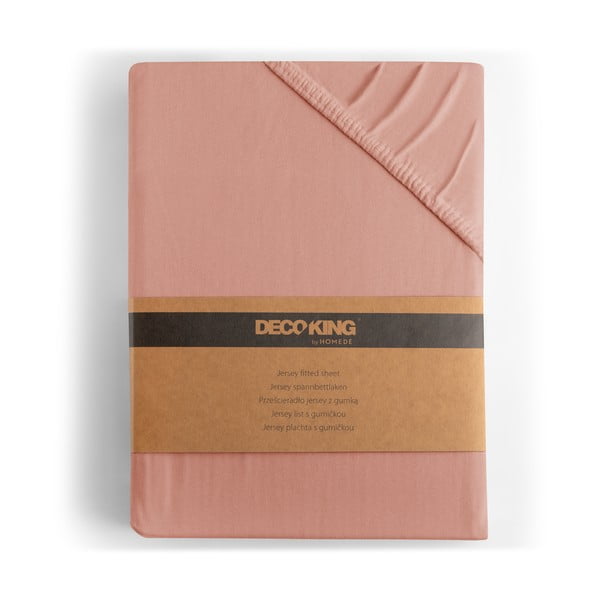 Persiku oranžs trikotāžas palags ar gumiju 240x220 cm Amber – Restilo-image-4