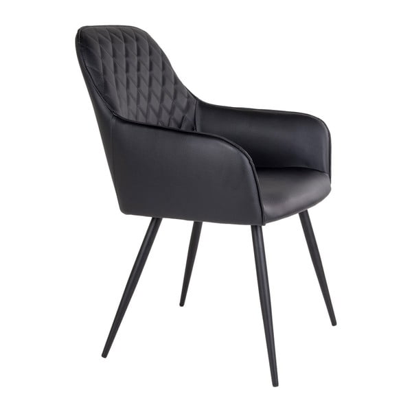 Melni polsterēti ēdamistabas krēsli ar roku balstiem (2 gab.) Harbo – House Nordic-image-3