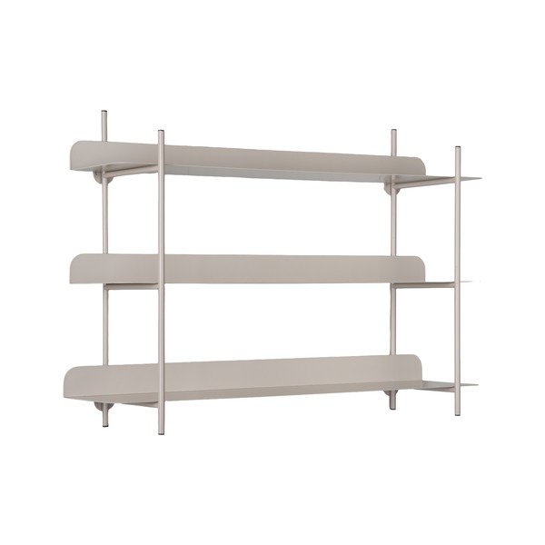 Pelēks daudzlīmeņu metāla sienas plaukts 60 cm Riqueza Tres – PT LIVING-image-2