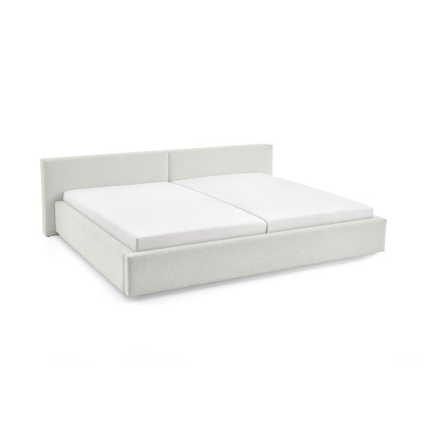 Balta polsterēta divvietīga gulta ar veļas kasti ar redelēm 200x240 cm Cube – Meise Möbel