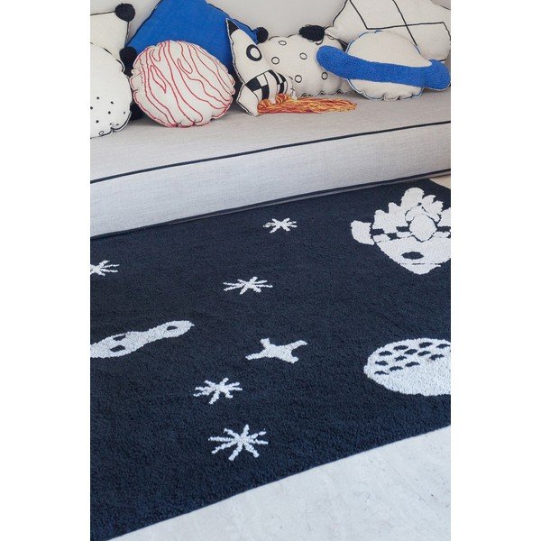 Melns mazgājams/ar rokām darināts bērnu paklājs no kokvilnas maisījuma 140x200 cm Alfombra Lavable Universe – Lorena Canals-image-3