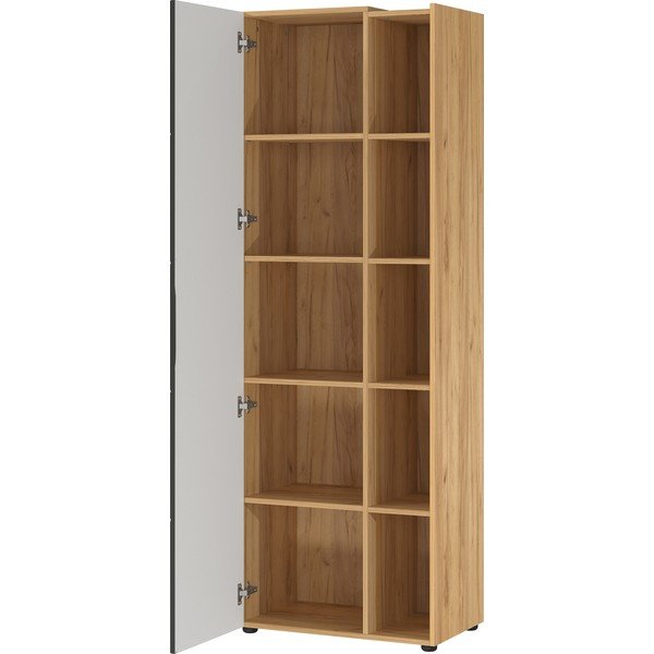 Tumši pelēks grāmatu plaukts ar ozolkoka imitāciju 62x182 cm Olvera – Germania-image-2