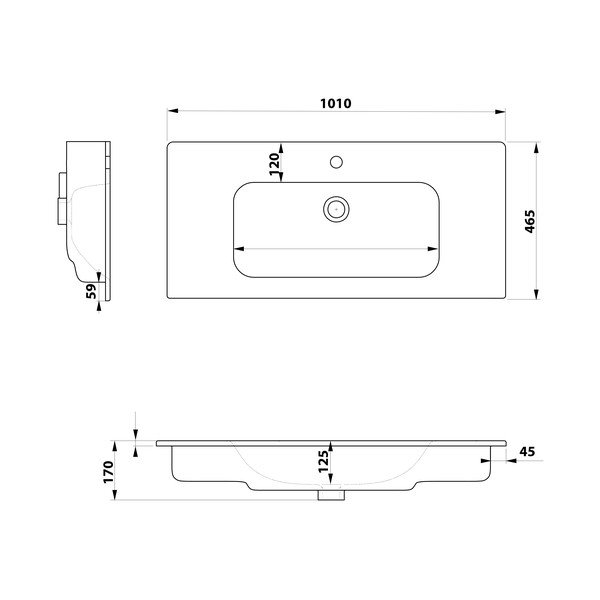 Balta keramikas izlietne 101x46,5 cm Piedra – Sapho-image-3