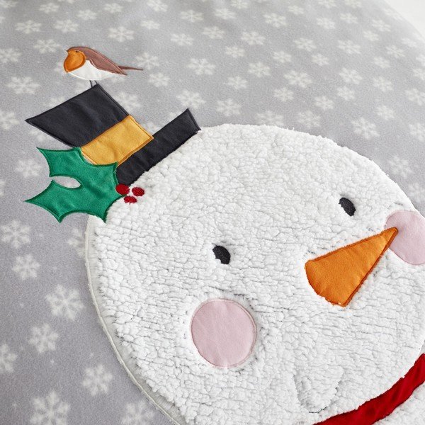Pelēka mikroplīša gultasveļa Catherine Lansfield Cosy Snowman, 200 x 200 cm-image-3
